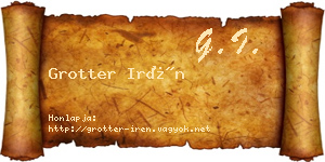 Grotter Irén névjegykártya